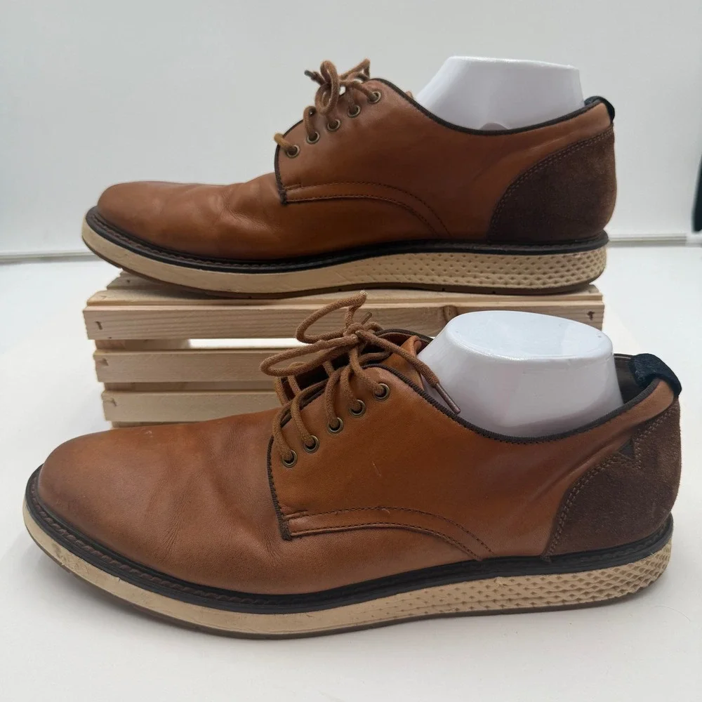 Vince Camuto Oxford Shoes Elyas Leather Suede Hybrid Brown Mens Size 12M